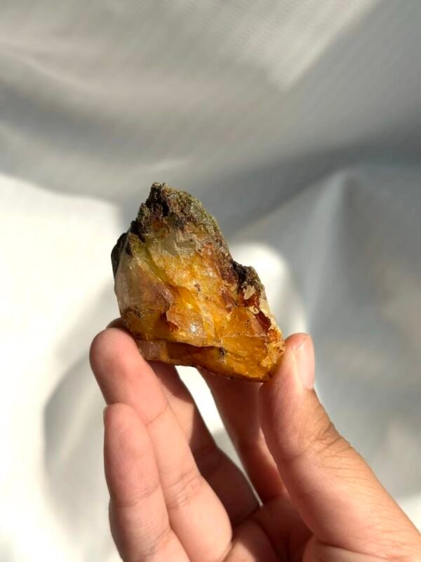 Himalayan Crystal (Tibetan Origin): Green Phantom with Red-Orange Ore Rind  14E