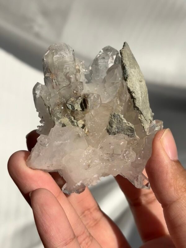 Himalayan White Crystal Cluster with Green Phantom  16I