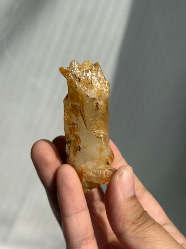 Yellow gold mineral leather Himalayan double-pointed floating crystal  09H