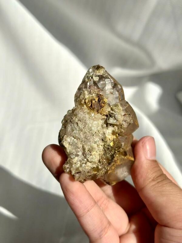 Tea-Brown Himalayan Polysynthetic Crystal with Symbiotic Siderite and Rutile  A03
