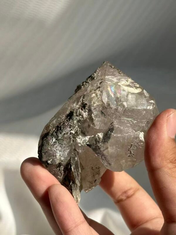 Himalayan Crystal: Symbiosis of Silver-Gray Limonite & Muscovite with Unique Veins  14D