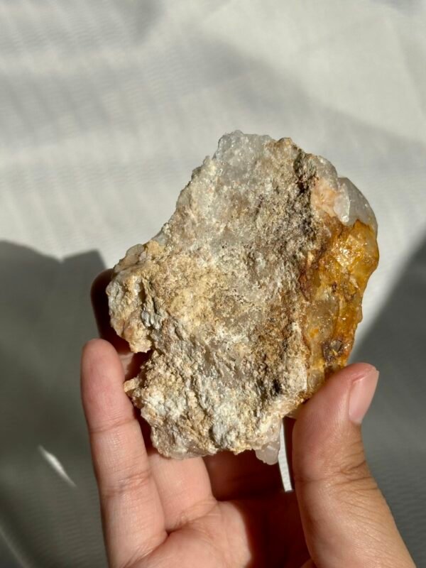 Himalayan Crystal Cluster with Yellow Gel Flower Inclusions and Symbiotic Jelly-like Calcite 11H