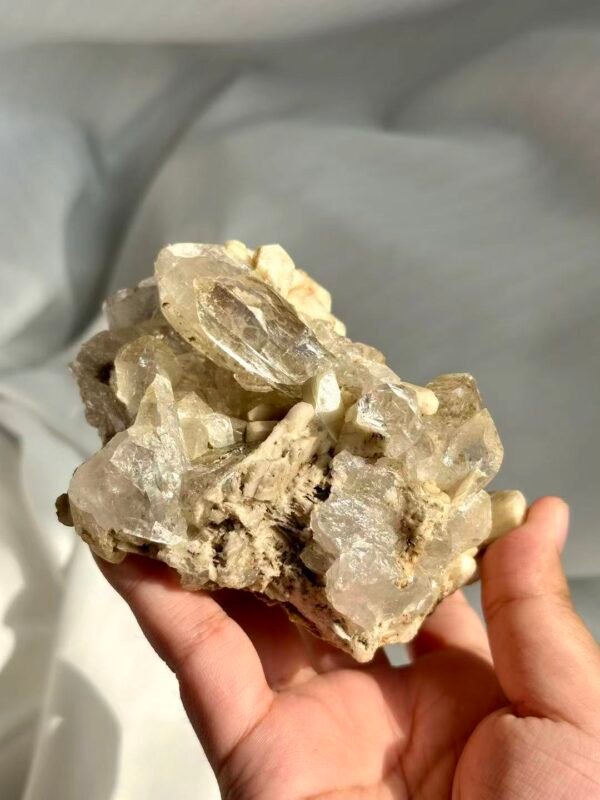 Himalayan Crystal Ornament with White Chocolate Calcite Symbiosis  13H