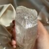 A04  Pakistan Himalayan Quartz Big Palm Stone | Dreamy Ice Flakes & Rainbow Inclusions