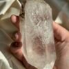 A04  Pakistan Himalayan Quartz Big Palm Stone | Dreamy Ice Flakes & Rainbow Inclusions